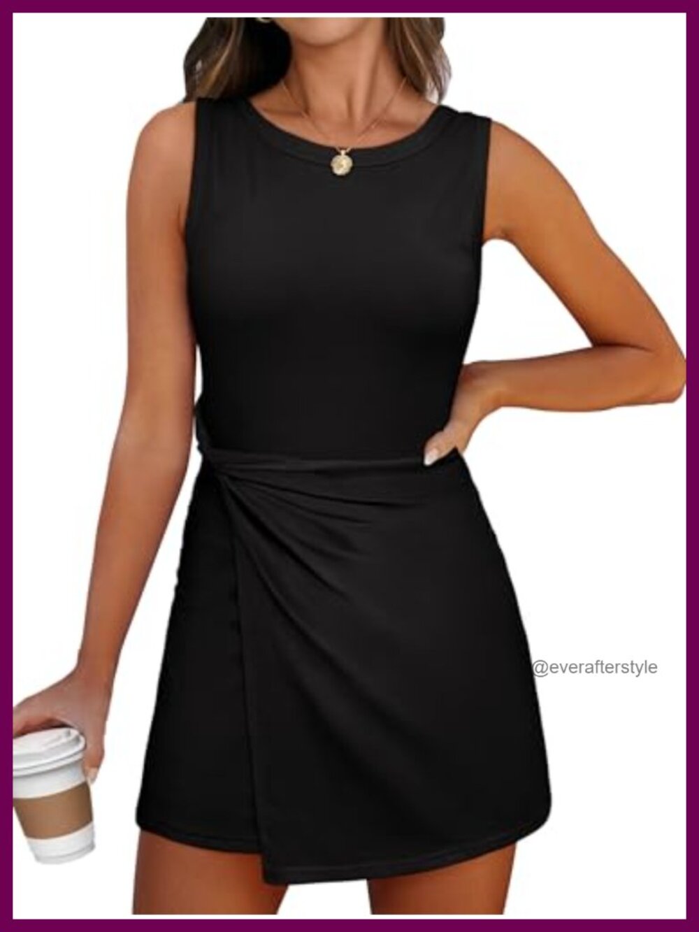 Sleeveless Bodycon Mini Dress with Built-in Shorts Twist Waist